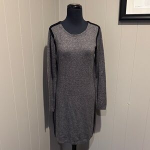 Joan Vass Women Medium Charcoal and Black Long Sleeve Dress MIDI Pencil Formal